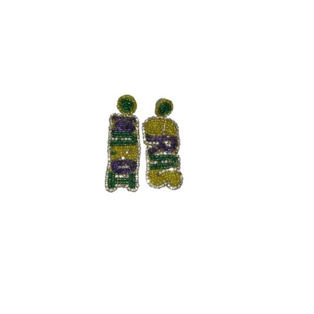 Mardi Gras Beaded Earrings